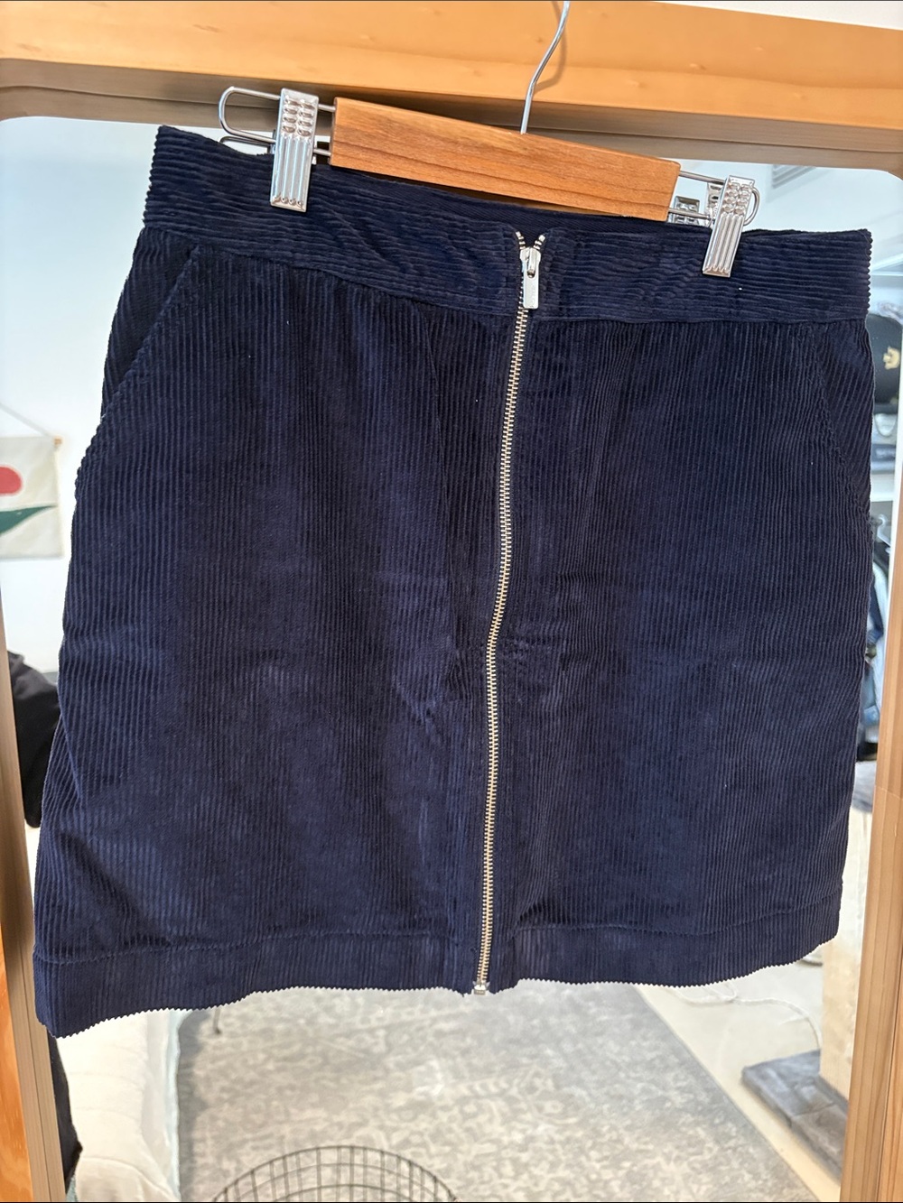 GAP Navy Corduroy Mini Skirt with Front Zip